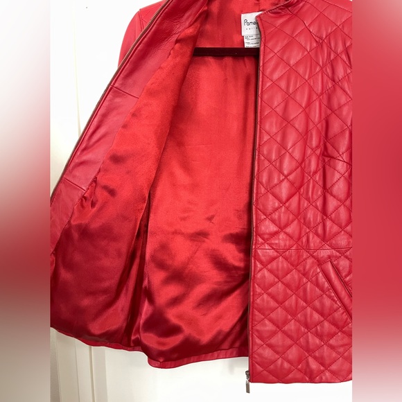 Pamela McCoy Red Leather Quilted Jacket | Women’s Size US XS - Picture 3 of 9